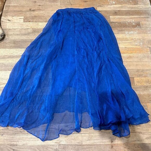 Royal blue flowy skirt, maxi length broomstick style size 0 - Picture 1 of 5